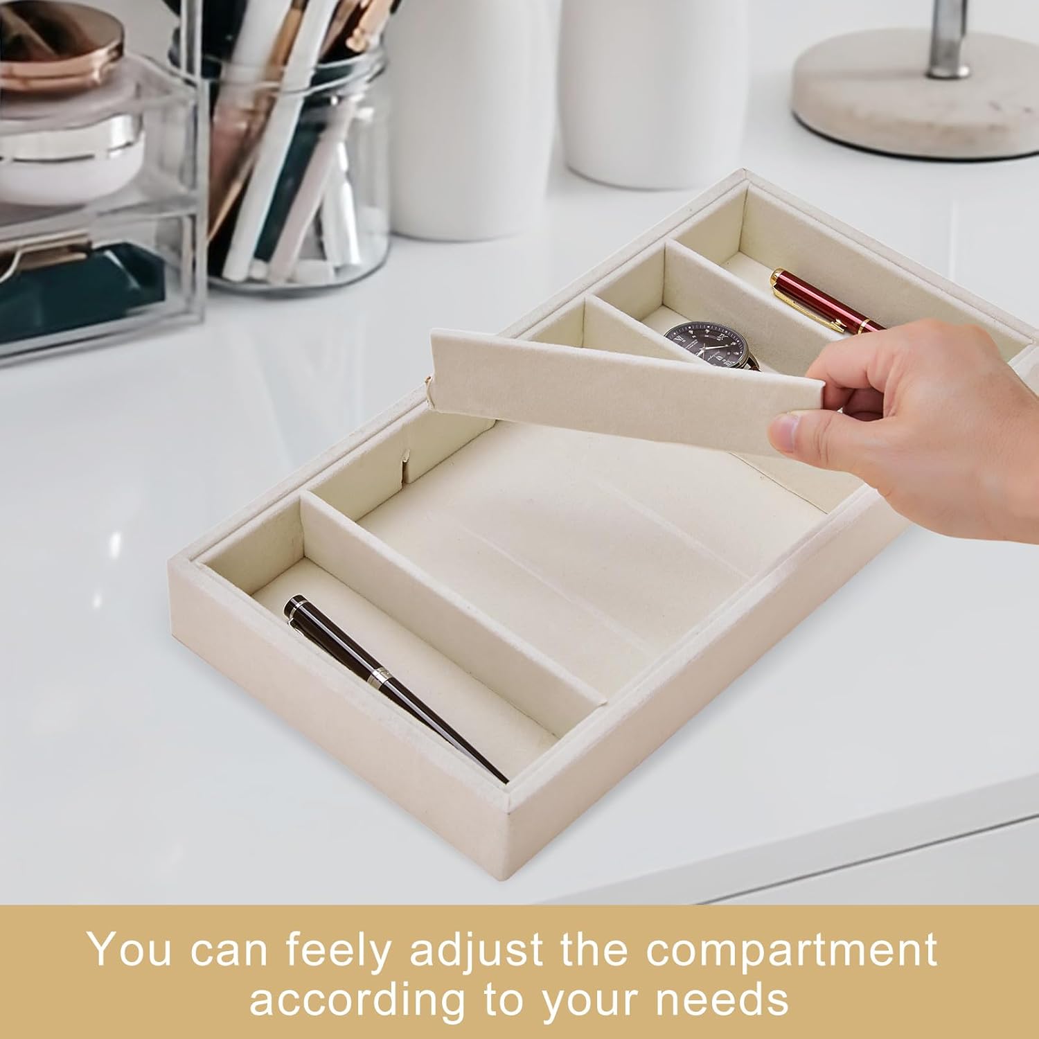 2PCS Sunglass Organizer - 6 Grids Sunglasses Storage Glasses Organizer, Velvet Jewelry Tray for Glasses Rings Necklaces Bracelet Watch, Eyeglass Tray for Women and Men