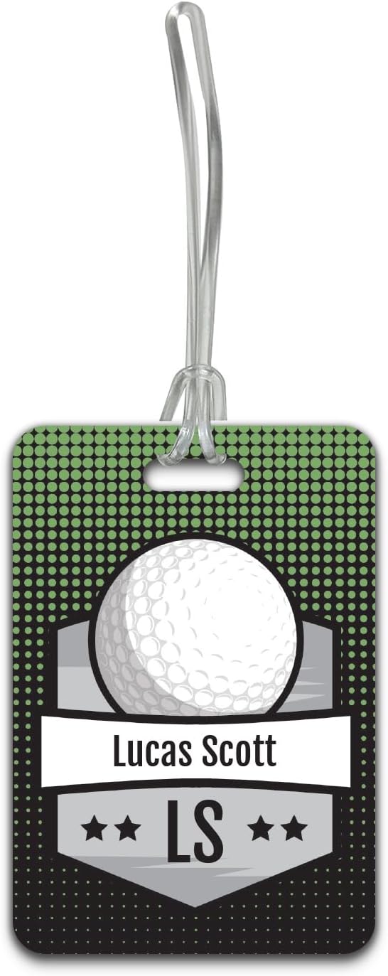 Personalized Golf Bag Tag / 2.75" x 4" Custom Sports Luggage tag/Double Sided Durable Plastic with Plastic Strap/Made in The USA