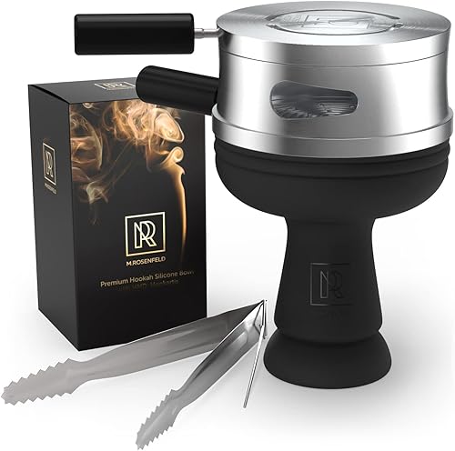 M ROSENFELD HOOKARTIS - Juego de cuencos de silicona Cuenco de shisha premium para fumar con pinzas de narguile y soporte de carbón para gestión