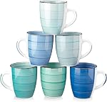 Vancasso Navia Coffee Ensemble de tasses 4, Céramique 12 Coupes de café Oz pour Cappuccino, Latte, Thé, Multi Bleu