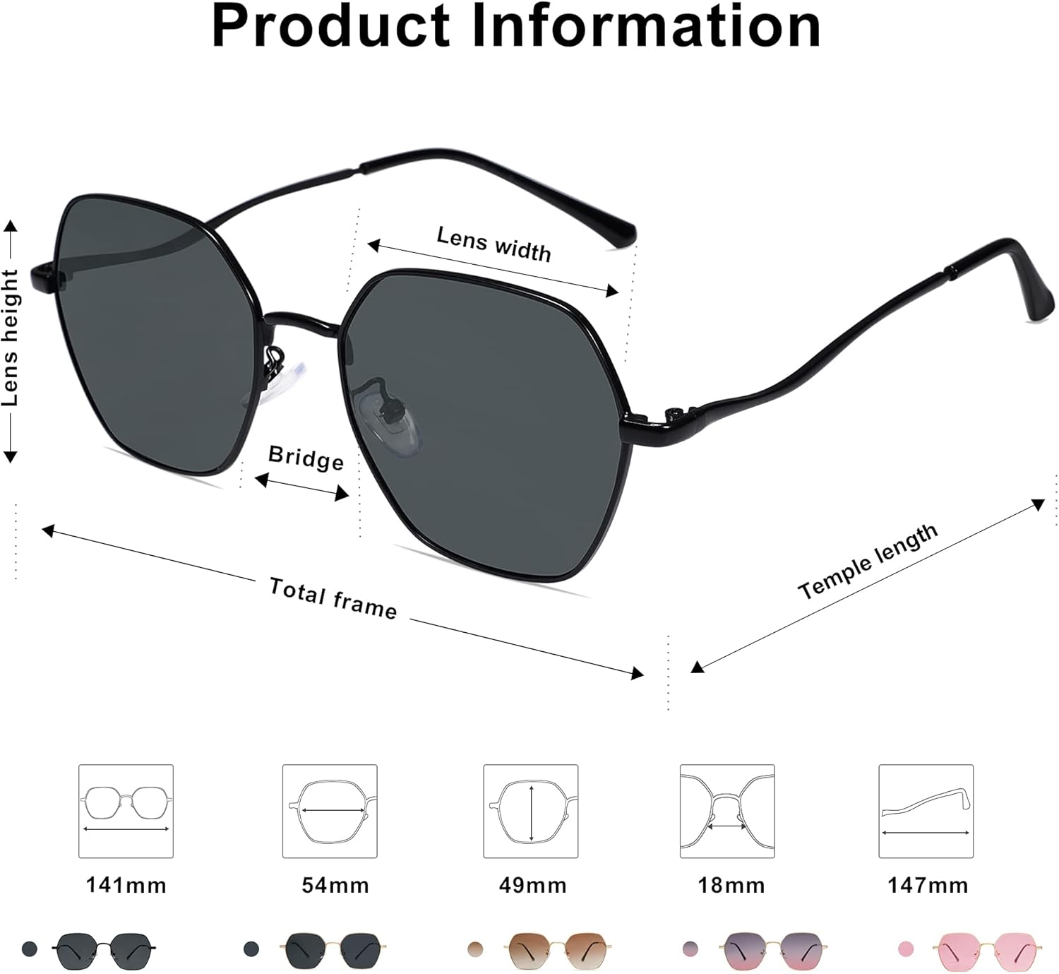 SOJOS Retro Hexagon Square Polarized Sunglasses for Women Men Vintage Hexagonal Polygon Shades SJ1101 - Image 6