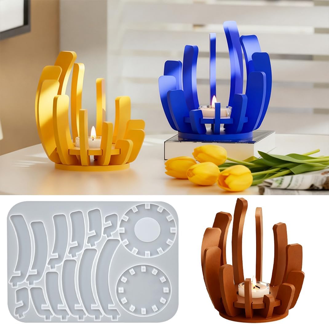 Minimalist Ins Style Candle Holder Base Resin Mold, Tealight Silicone Casting Molds, DIY Epoxy Resin Molds Handicraft for Party Home Table Decorations