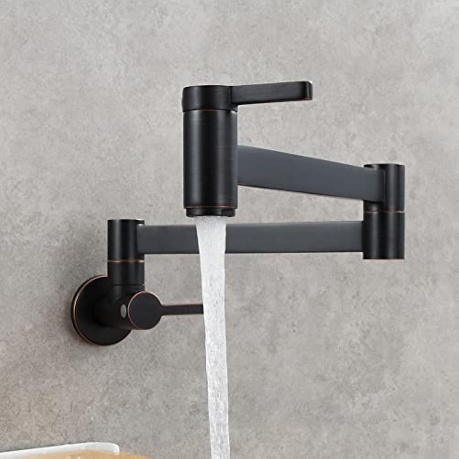 Solid Brass Square Wall Mounted Folding Faucet Double Switch Foldable Kitchen Sink Pot Filler Faucet Gold Brushed