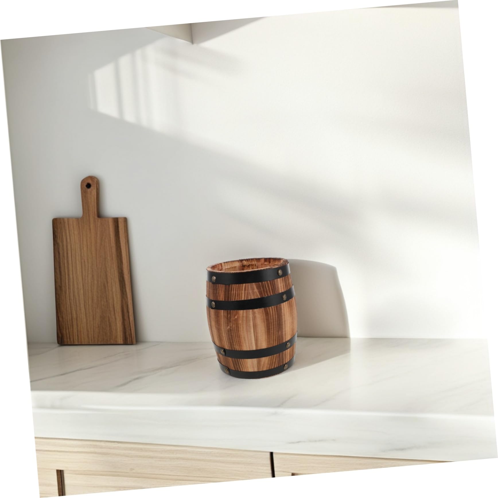 Soporte Rústico de Madera para Utensilios Barril Compacto para Cucharas Tenedores y Palillos Organizador de Cocina Funcional y Duradero
