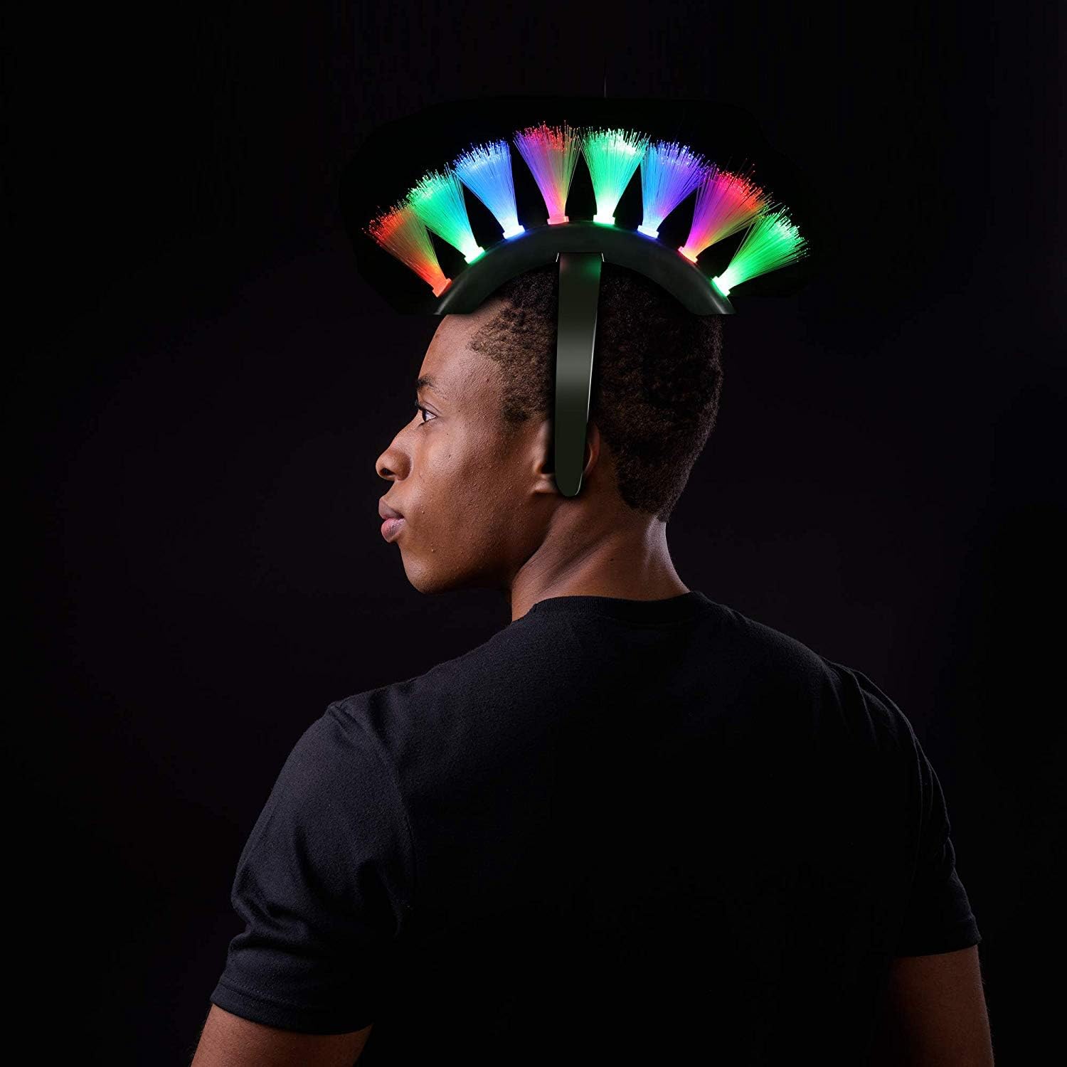 Fun Central LED Light Up Fiber Optic Mohawk Wig Headband for Women & Men
