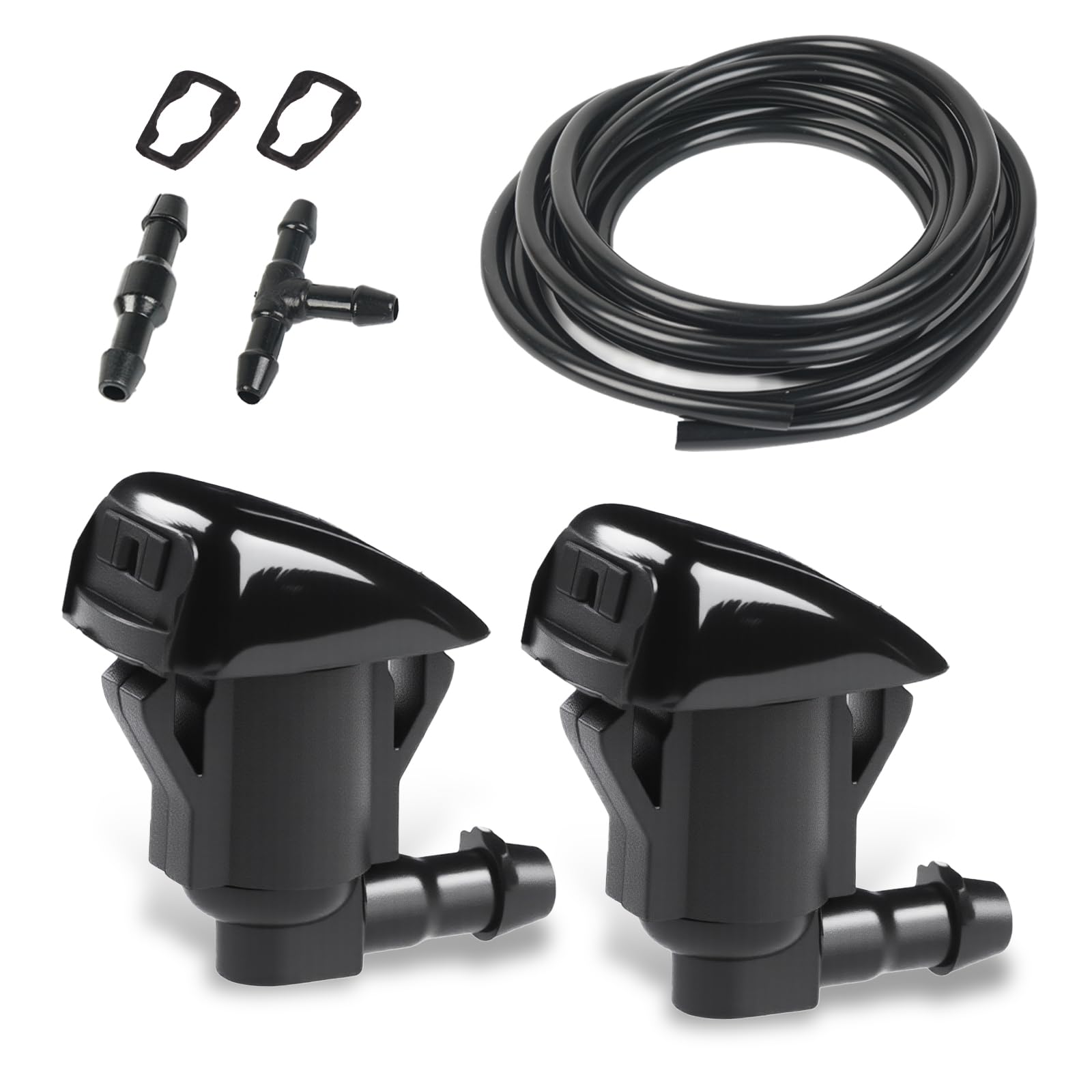 OTUAYAUTO Front Windshield Washer Nozzles Kit Replacement for Toyota 2004-2010 Sienna, 2005-2012 Corolla, 2004-2008 Solara, 2000-2005 Tundra, Replaces 85381-AE020 Washer Hose with Connector