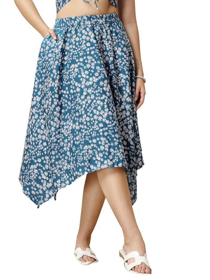Image of OOMPH! Long Skirts for Women with Handkerchief Hem
