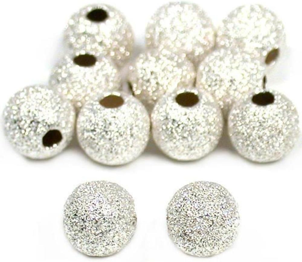 12 Silver Stardust Beads Jewelry Beading Sterling 6mm