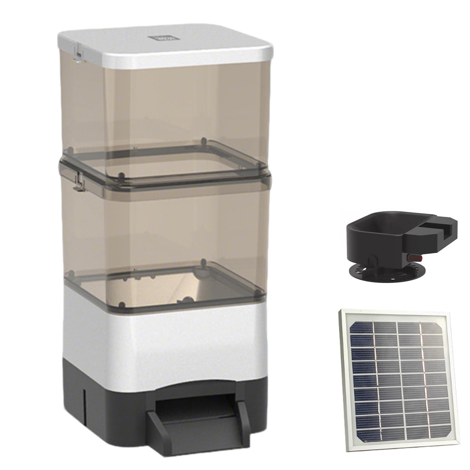 Alimentatore Automatico del Pesce con Telecomando, Alimentatore per Pesci a Prova di umidità, Wi-Fi abilitato, Ricarica del Pannello Solare, per Stagno e Serbatoio, capacità 20L