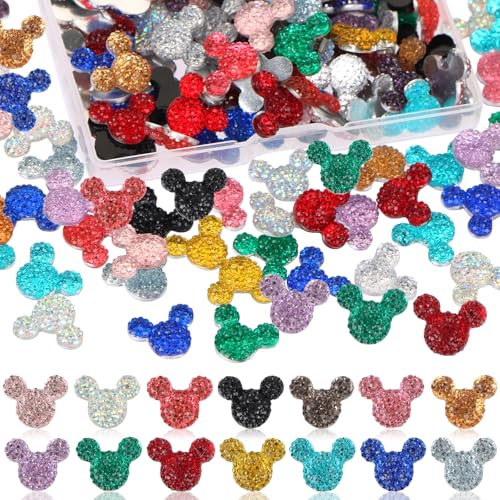 BENOSPACE 250Pcs Resin Mini Bear Head Bead Colorful Flat Back Bear Ears Bead Cartoon Crafts Accessories for DIY Supplies Jewelry Making Scrapbook Embellishment Phone Case Nail Art Hairpin