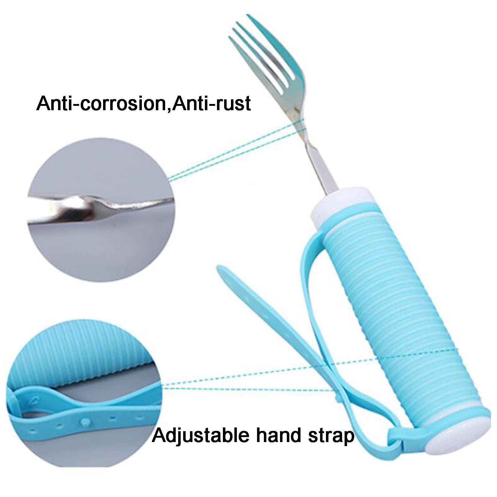WIPPWER Utensilio de Ayuda for Comer Cubiertos de fácil Agarre Utensilios for Comer adaptables Tenedor Cubiertos en ángulo antivibración for Ayuda for Comer Independiente