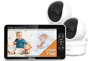 7" Large Split Baby Monitor with 2 Cameras and Audio, 1080P HD...