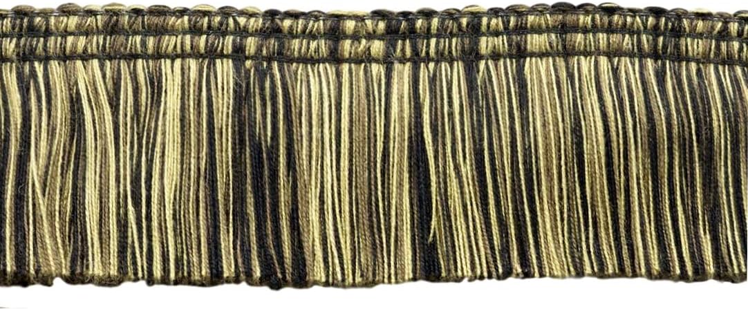 DÉCOPRO 5 Yard Value Pack/Empress Collection Luxuriant 2 inch Brush Fringe Trim/Black, Seal Brown, Mocha/Style#: 0200EMPB, Color: Shadow - W144 (15 ft / 4.6M)