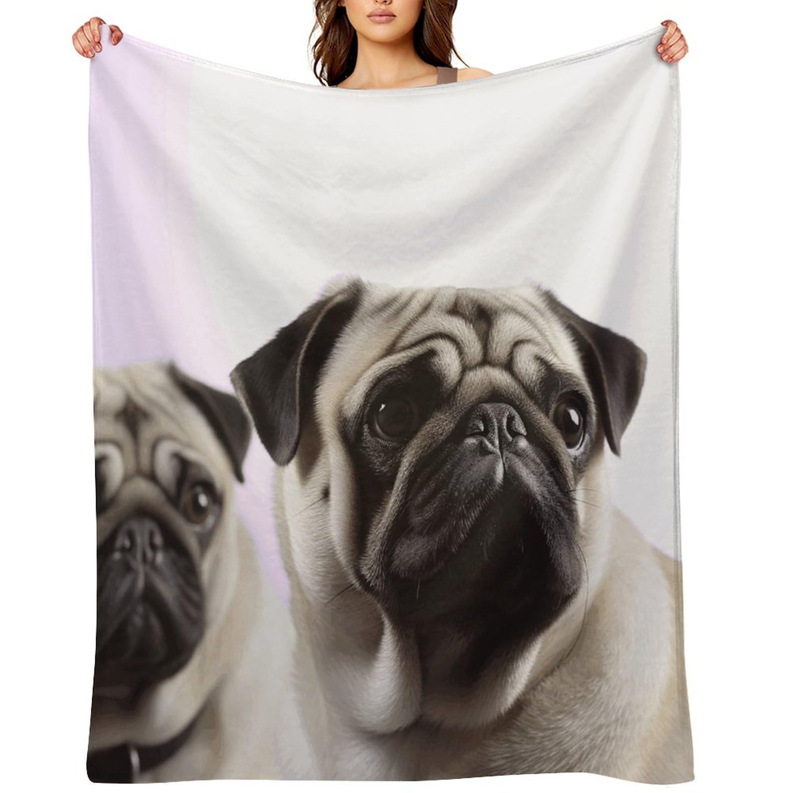 Pug Dog Blankets Large Luxury Flannel Throw Blanket Fashion Thick Blanket for Sofa&Bed Blankets Cozy Ultra-Soft Bath Towel for Men&Women 40"x50"