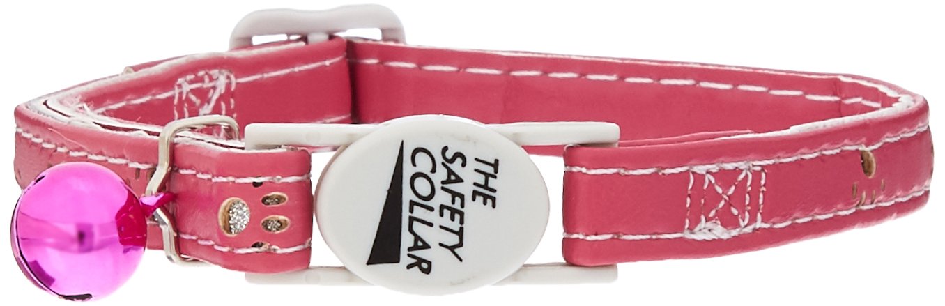 SAVVY TABBYSparkle Paw Cat Collar, 3/8-Inch, Raspberry