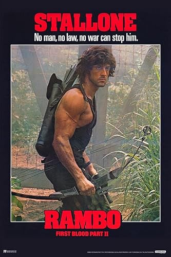 Rambo First Blood Part 2 II Arco alternativo retro vintage de los años 80, decoración de cine de los 80, recuerdos de película de acción, colección