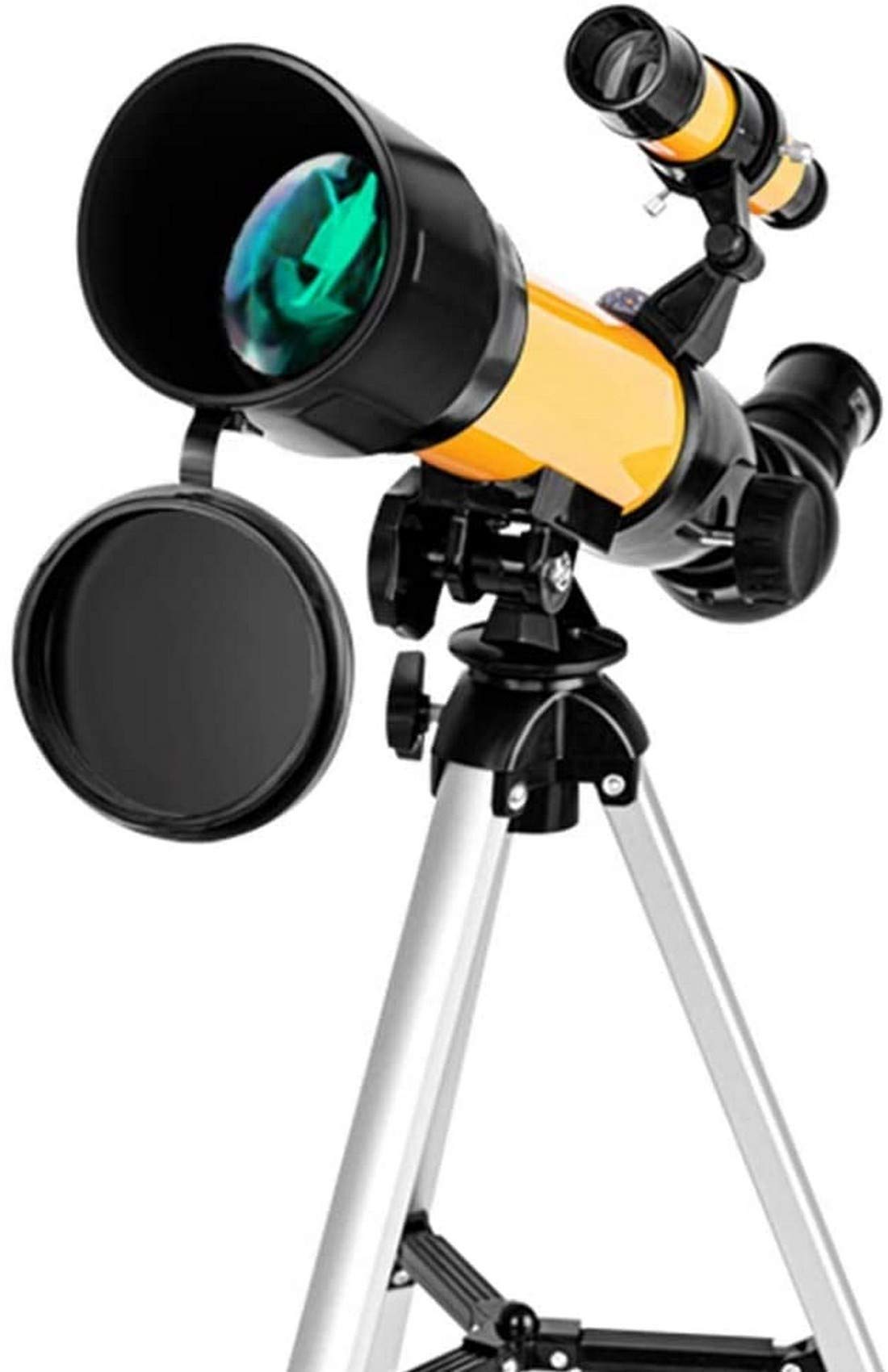 Telescopio Compacto y portátil, telescopio para niños y Principiantes, telescopio Refractor de Apertura de 50 mm, Gran Regalo de astronomía para Que los niños exploren el Espacio Lunar, Amarillo