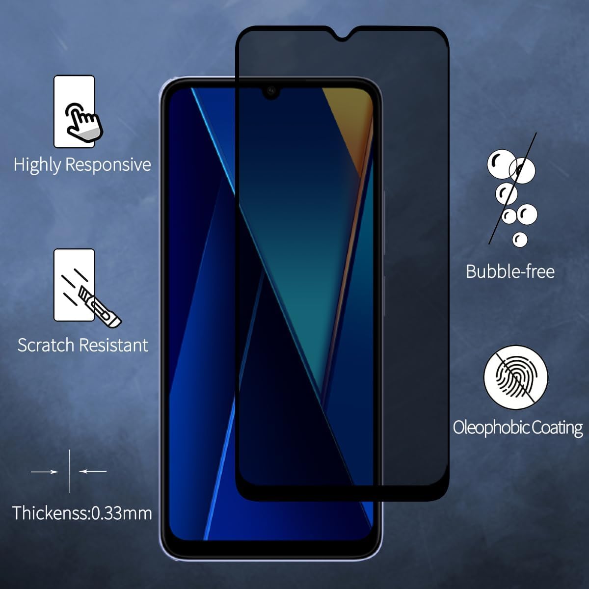 Pellicola Protettiva Privacy Per Realme C61, Vetro Temperato 9H Anti-spia, 2 Pezzi Con Kit Di Pulizia, Copertura Completa - 2