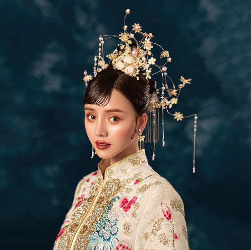 Chinese Hair Accessories Set Golden Show Wo Clothing Hanfu Costume Tassel Beautiful Tender Wedding Head Jewelry