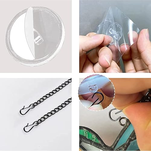 Miniatura 8 de Ganchos de ventosa de acero inoxidable, 6 cadenas colgantes con ventosa, resistentes a la corrosión, decoración de pared y ventana, puerta de cocina