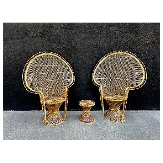 Rattan Peacock Chair and Table, 3pc Set - Peacock Chair - New Table and Chairs - Boho Style - Plant Room Chair - Wicker Furniture - Egg Lounger - Patio Chairs