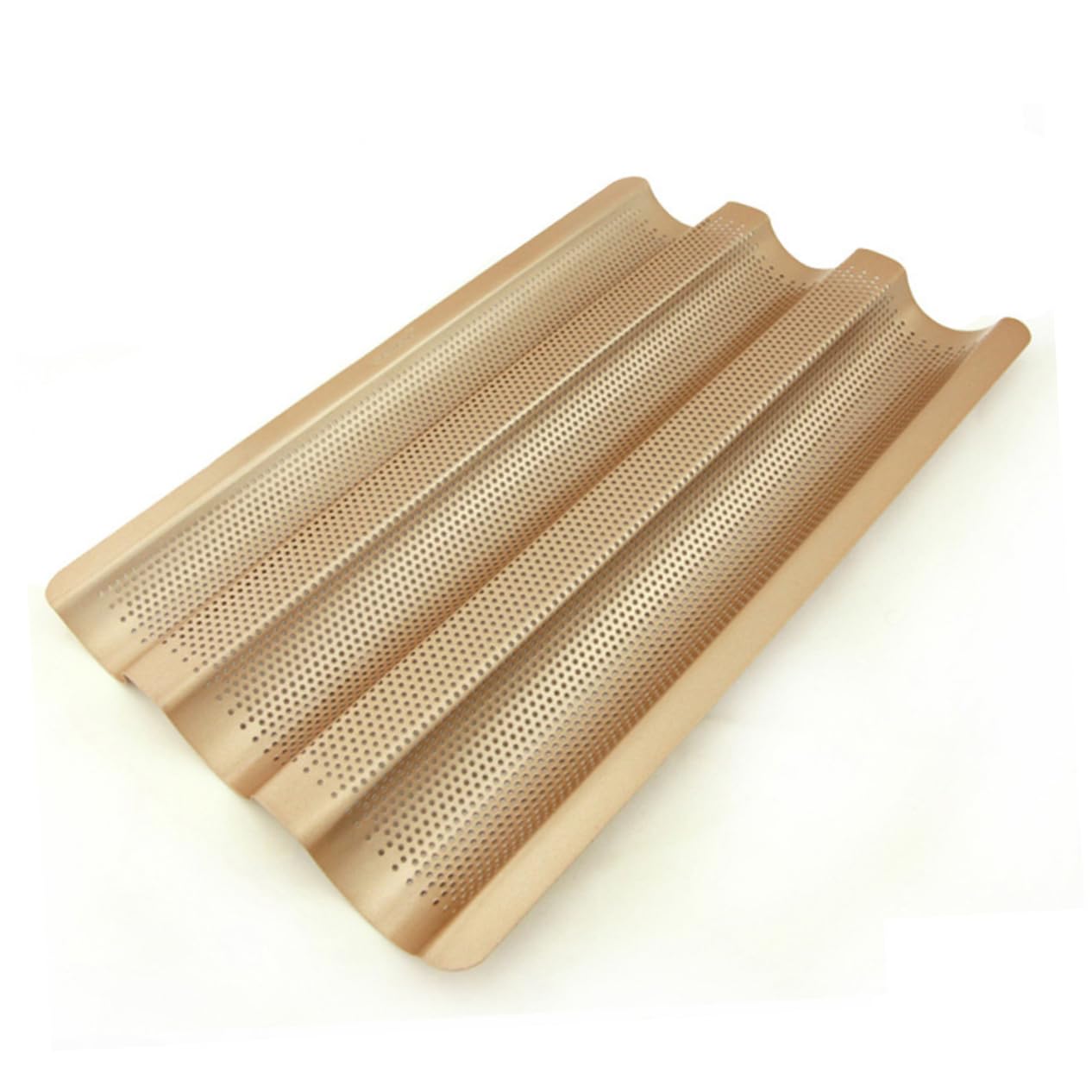 Ciieeo 2 Piezas Bandeja para Hornear Pan Francés Antiadherente con Acabado Dorado Molde de Ranuras para Pan Baguette Pequeño