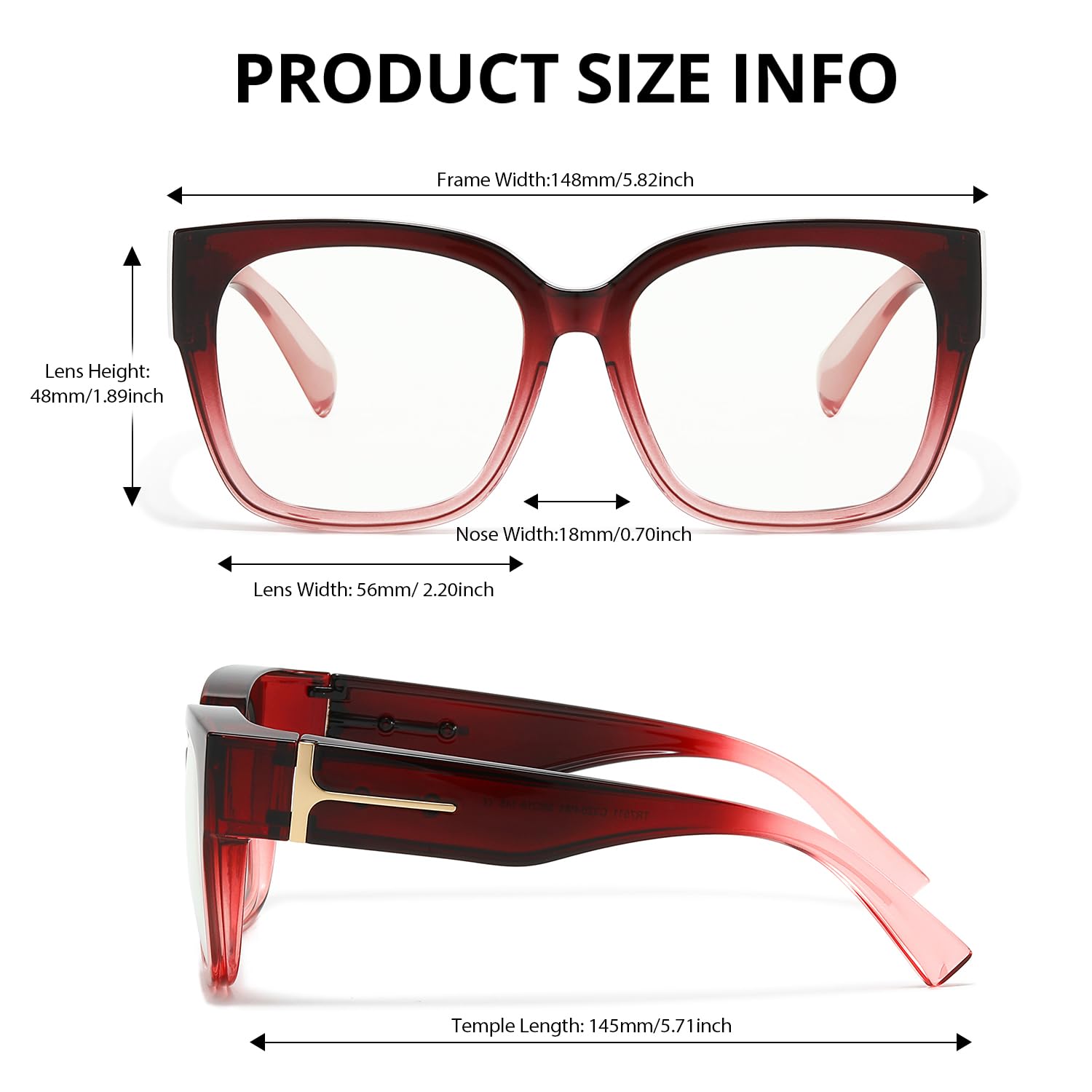 VIEWBETTER Dopasowane do 99,99% niebieskiego światła okulary dla kobiet, ponadwymiarowe, blokujące niebieskie okulary do gier komputerowych
