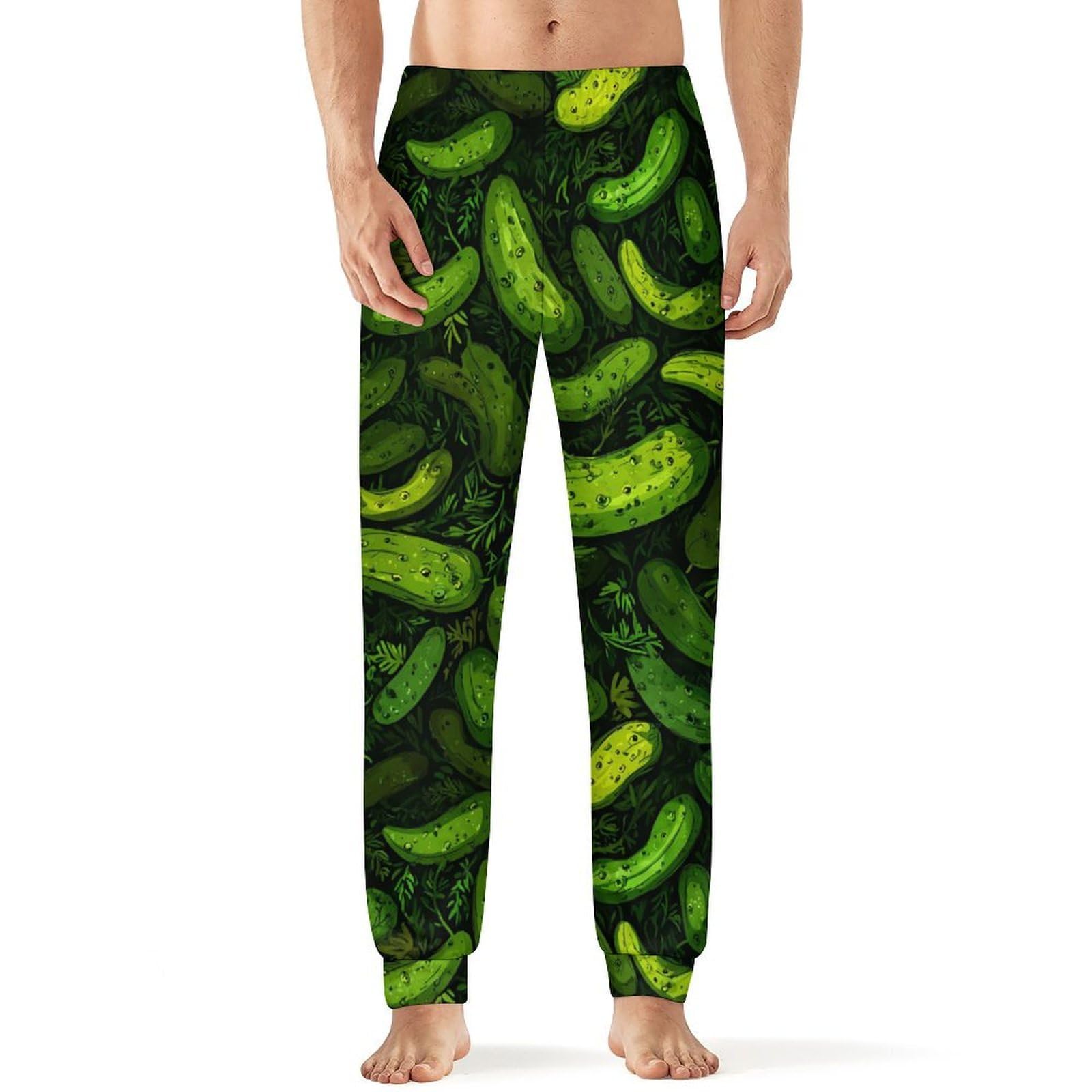Peiyeety Men's As Pic Cartoon Pickles Cucumbers Pajama Bottoms Sleep Lounge Soft Comfy Pants Sleepwear