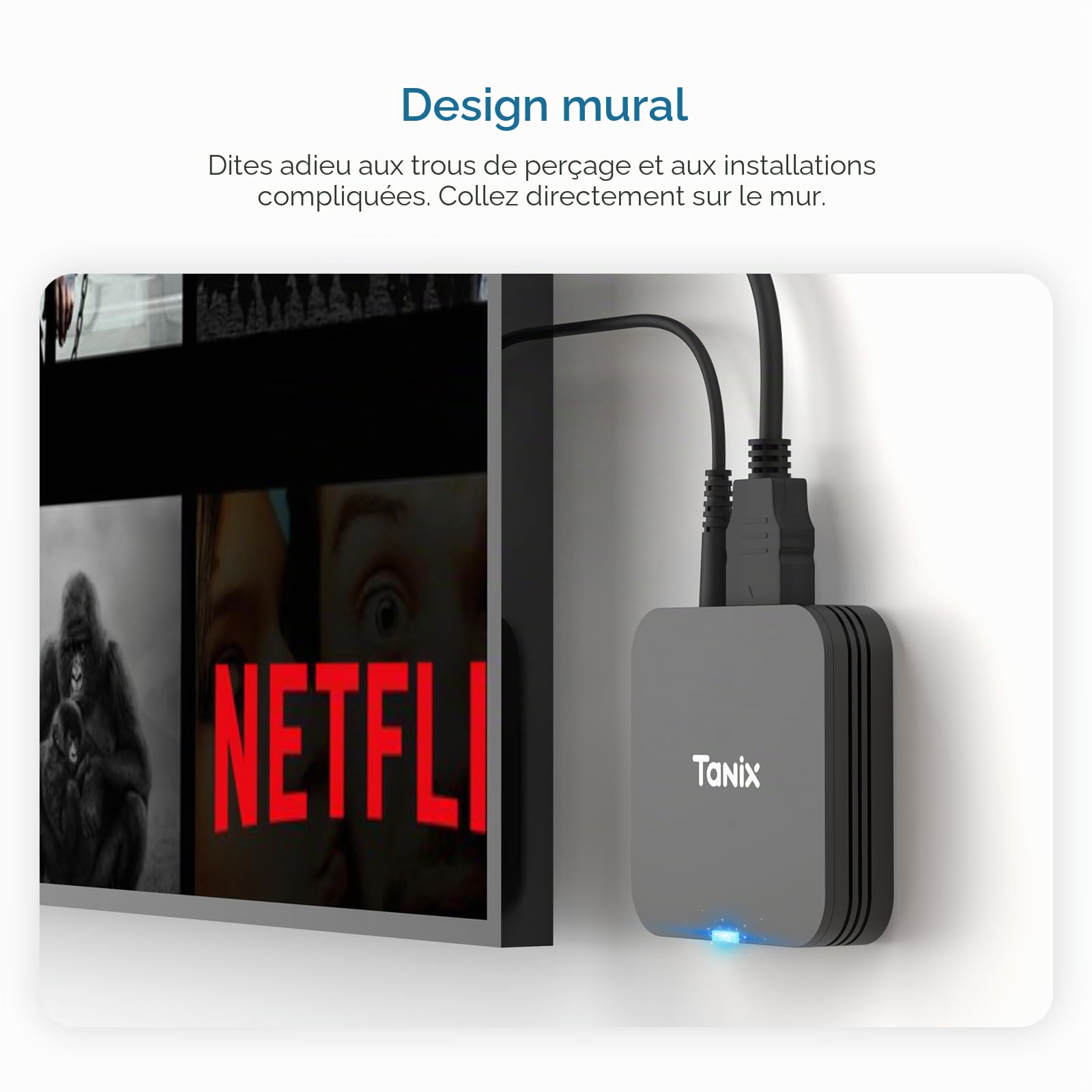 Android TV Box 10.0, Android Box 2 Go RAM 16 Go ROM, Allwinner H313 Quad-Core Arm Cortex A53, Support WiFi et USB 4K Smart Box TV