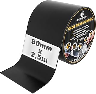 HSS Dach Reparaturband selbstklebend mit MicroSealant Klebstoff – für Dach & Abdichtungen – wasserdichtes Klebeband – Schwarz – 50 mm x 2,5 m