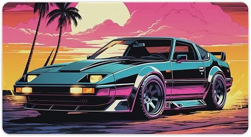 Miniatura 9 de Large Mouse Pad Classic Retro Sports Car Synthwave Sun Palm Trees Art Desk Mat Computer Accessories Gaming Office Organizers Supplies Decor
