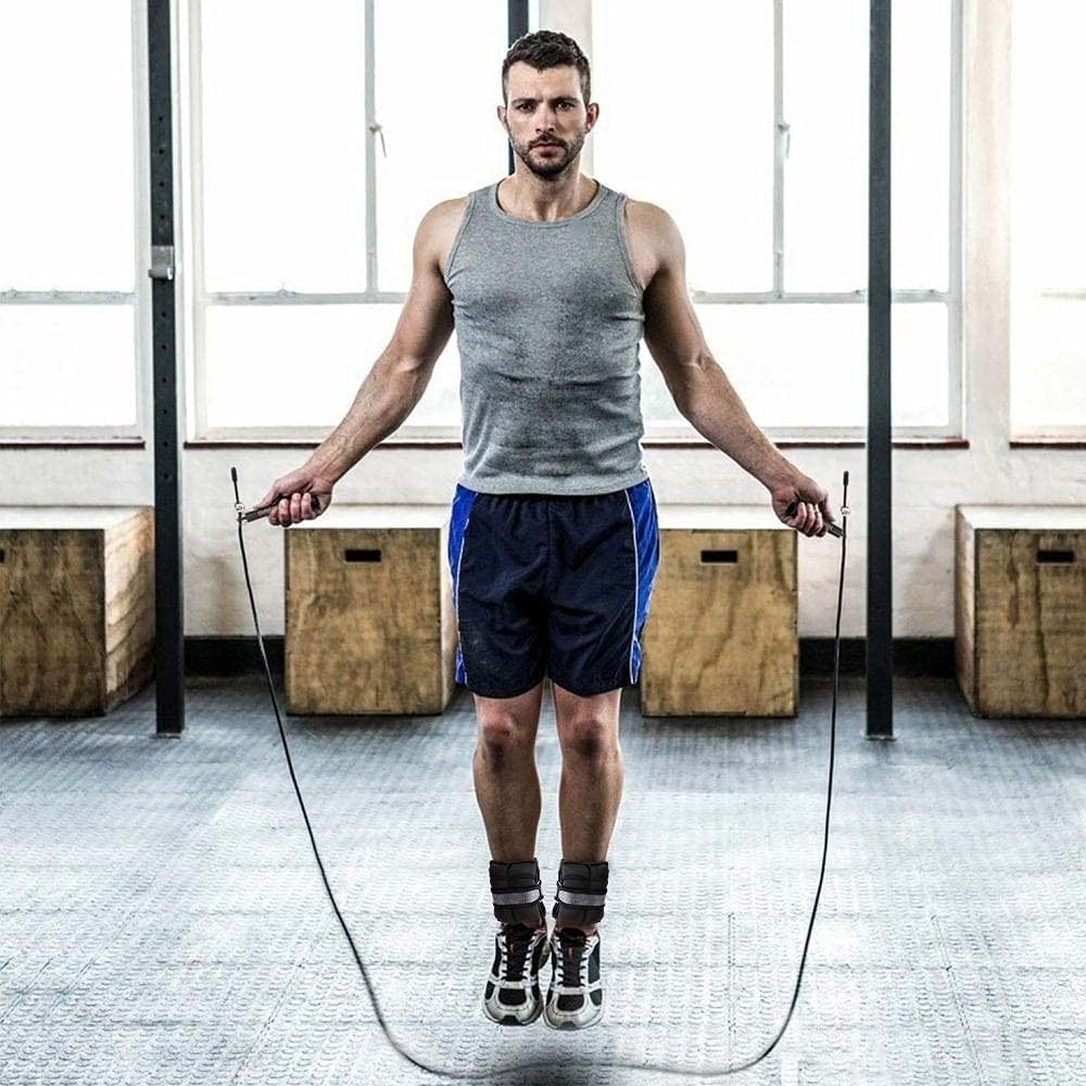 BAKAJI Zestaw 2 obciążników na kostki i nadgarstki 1,5 kg trening aerobik fitness wzmocnienie mięśni tkanina neoprenowa z regulowaną klamrą i zapięciem na rozdarcie Waga całkowita 3 kg