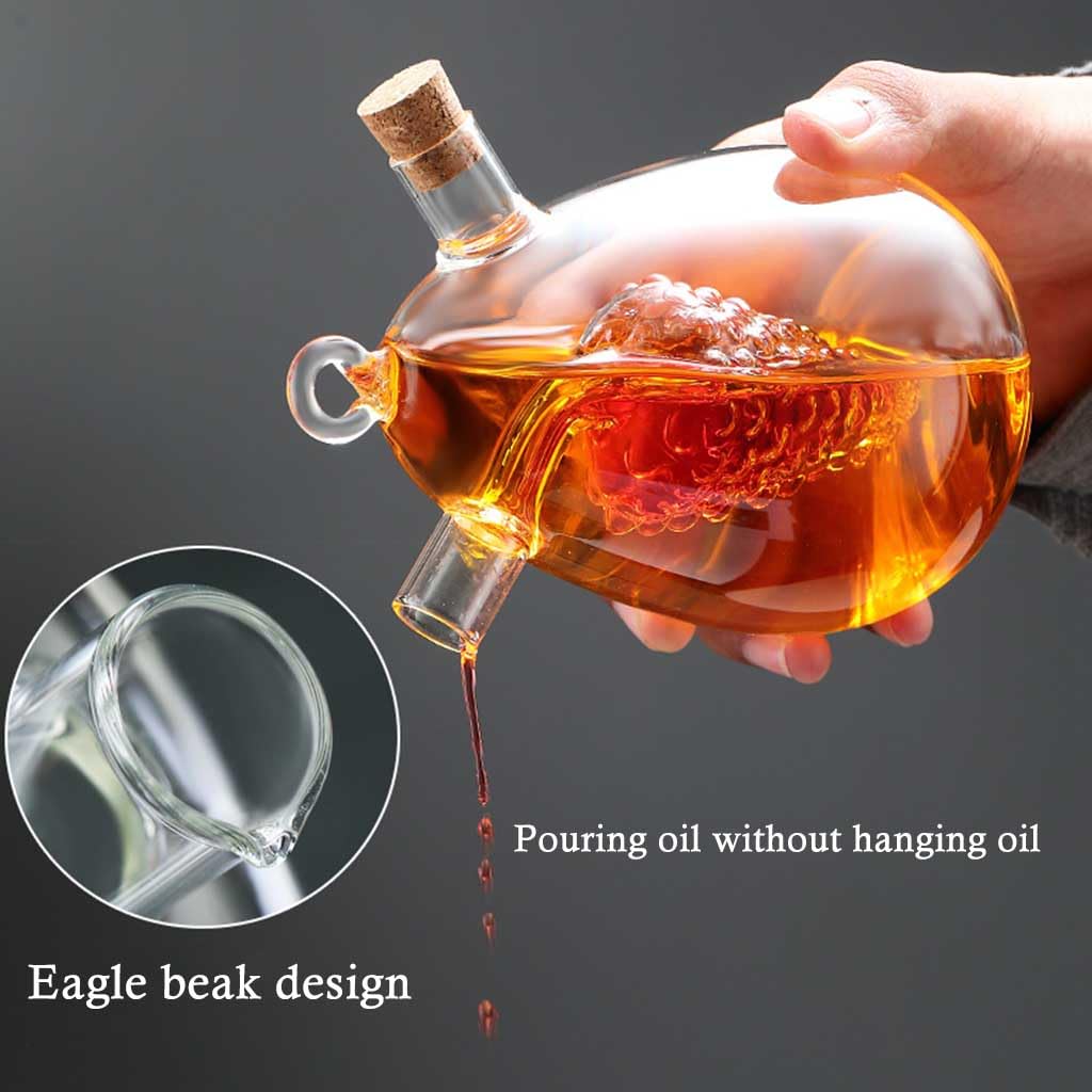 MRKU Öl- und Essigspender aus Glas, 2-in-1-Glasflasche für Öl und Essig zur vielseitigen Verwendung