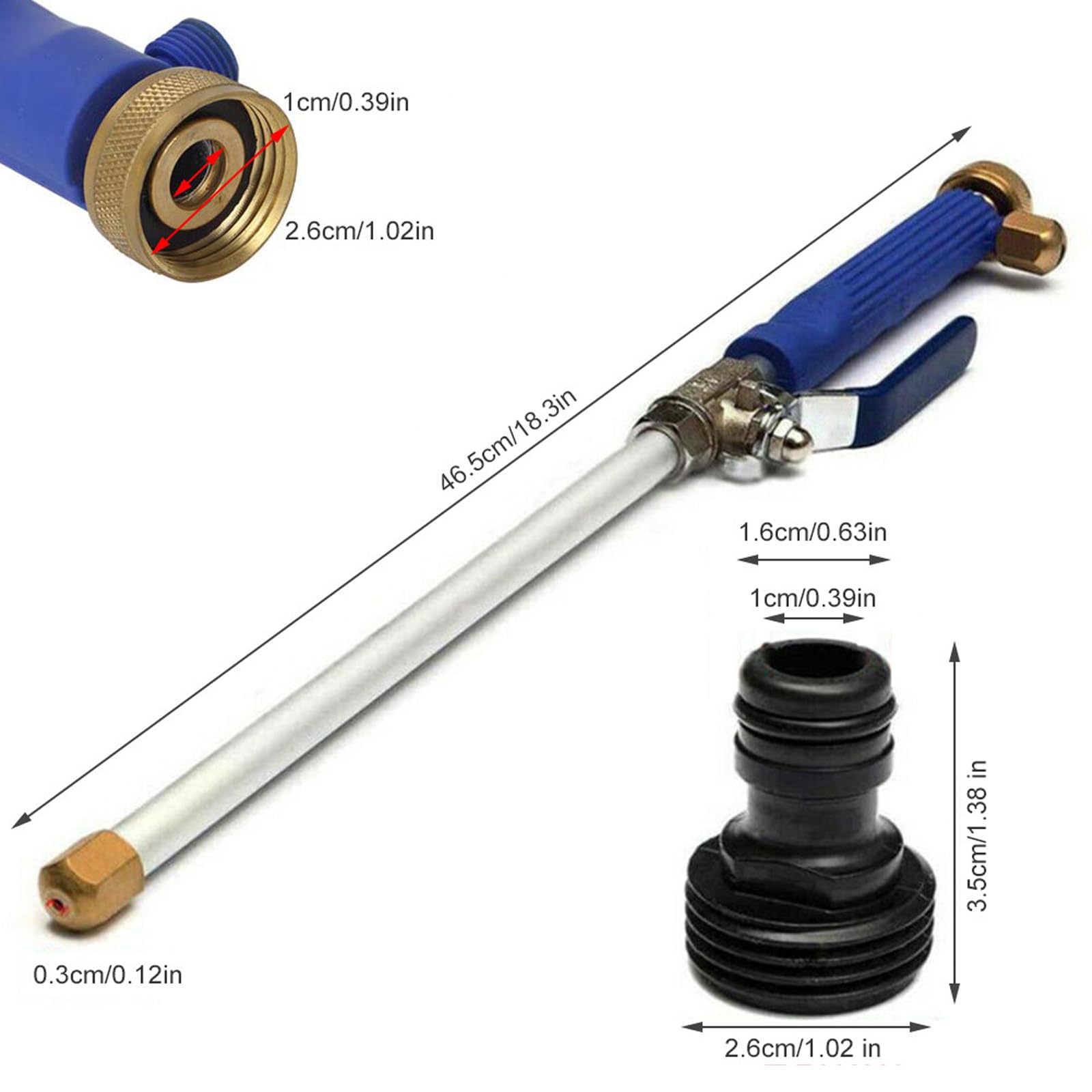 2-in-1 Portable Power Washing Nozzle,High Pressure Surface Cleaning Power Compact and Lightweight,Pressure Washer,With 2 Different Nozzles (Black)