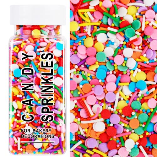 Rainbow Sprinkles Edible Dot Sprinkles, 3-Mix...