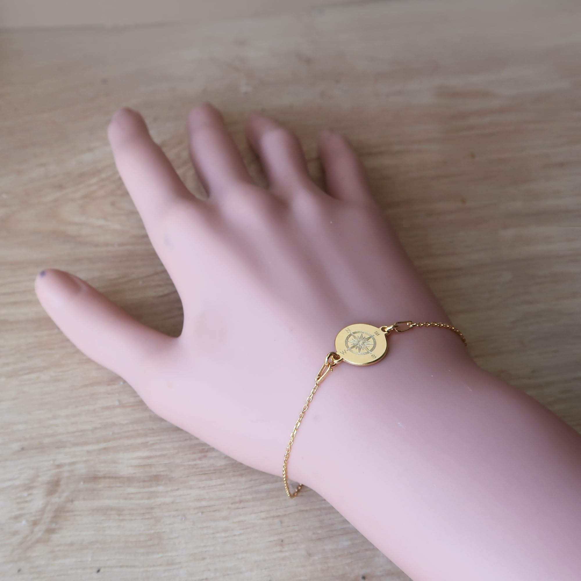 Kompass Armband mit Gravur, 925 Silber oder vergoldet