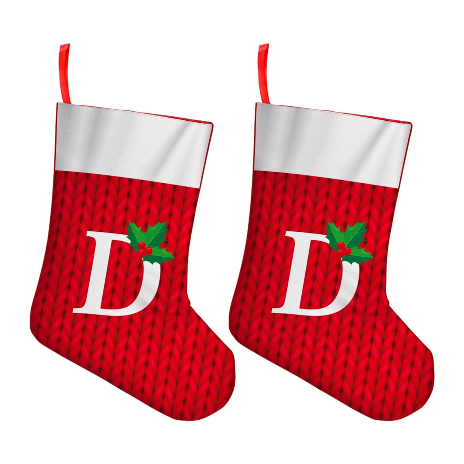 Carotoe D Classical Christmas Stocking Set Embroidere Letter Sturdy Fabric Fireplaces Hanging Ornament For Family Individualize Christmas Socks