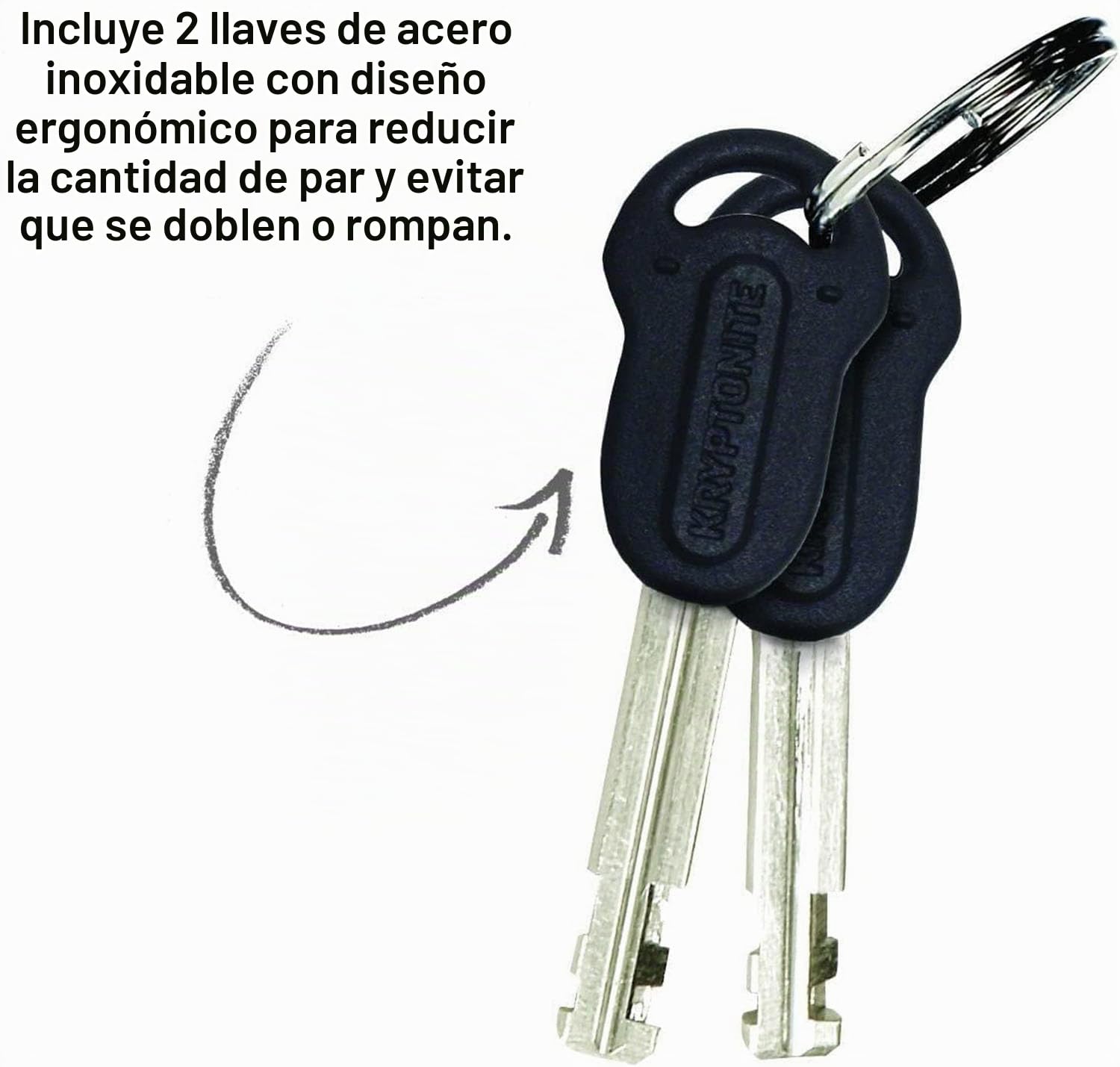 Kryptonite - Candado en U para bicicleta con cable de acero trenzado, candado en U antirrobo de alta seguridad para bicicleta, grillete de 12 mm y cable de seguridad de 8 mm x 1,2 m con llaves para