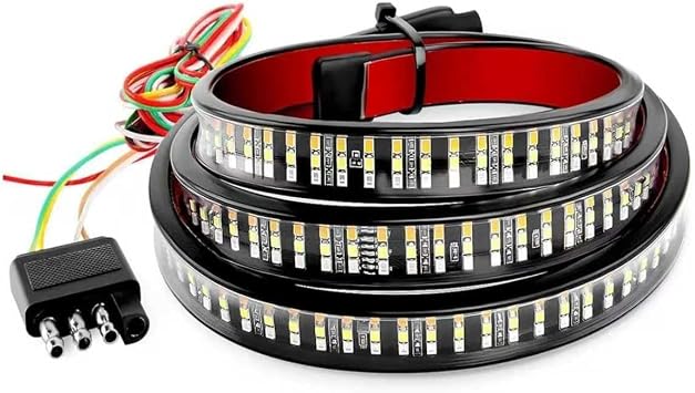 Tailgate Light Bar, 60" 3 Color Flow Effect LED Tail Strip, IP65 Waterproof Brake & Running & Reverse Light Bar, Plug and Play Assembly for Pickup Truck SUV Van Multicolored
