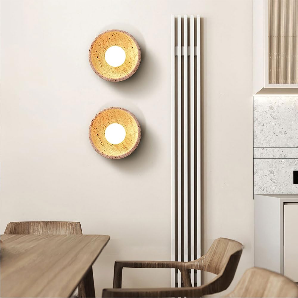 Pantalla de lámpara de pared personalizada en forma de cuenco, aplique de pared de mármol de estilo japonés, lámpara de pared de montaje empotrado de una sola cabeza, luz de pared de fuente