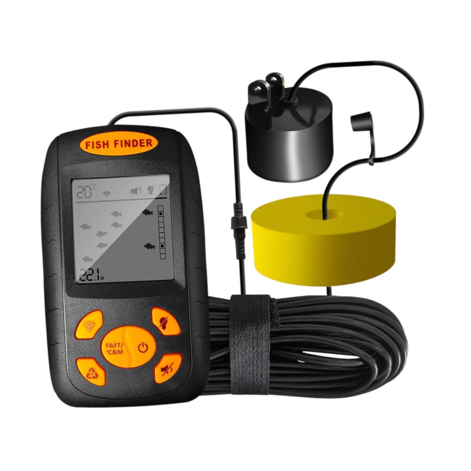 LOVIVER Sondeur de Pêche Portable, Sondeur de Profondeur Filaire Portable, écran,