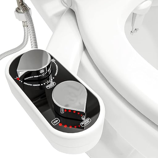 CLEAR REAR Bidet Attachment for Toilet Seat - Non-Electric with Self Cleaning Dual Nozzles, Leak Proof Connectors, Adjustable Water Spray, Rear & Feminine Wash - Hygienic Bathroom Upgrades (Black)