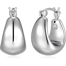 Amazon Essentials Dome Hoop Earrings for Women - Fine Silver Plated, Trendy Jewelry