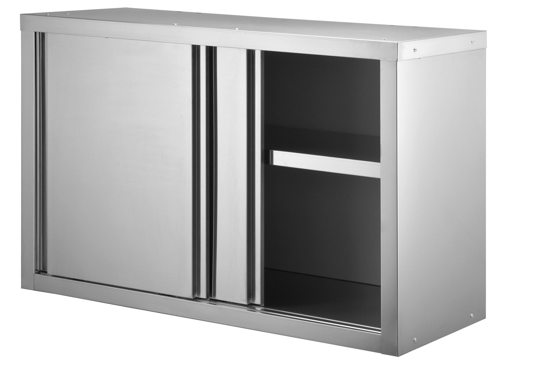 GastroHero Wandhängeschrank 100x40x65 cm, Edelstahl WHS-BASIC10 | Schiebetüren, hohe Tragkraft, AISI 201, höhenverstellbarer Zwischenboden, Küche Gastronomie Wandschrank