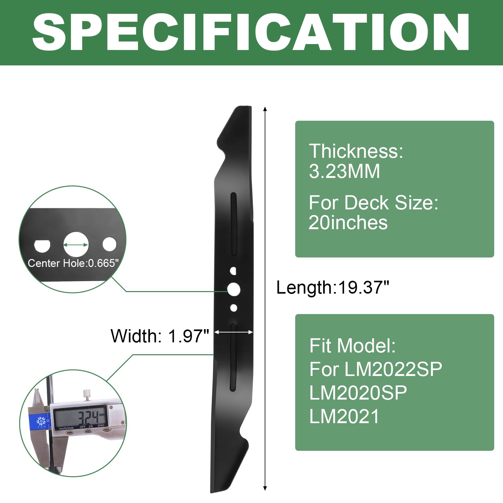 Ketofa Paquete de 2 cuchillas para cortacésped AB2000 para modelos EGO Power+ de 56 V LM2022SP/LM2020SP/LM2021 – Hoja de cortacésped individual para cubierta de 20 pulgadas – Compatible con