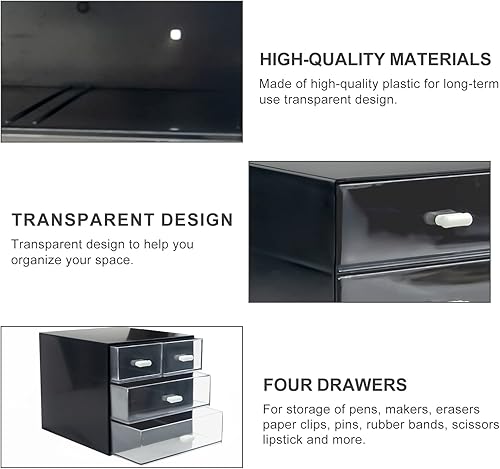 Miniatura 5 de Zuiaso Organizador de escritorio con cajón, caja de almacenamiento de escritorio, organizadores de suministros de papelería de oficina, organizador