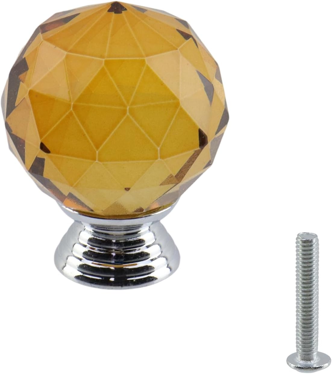 4Pcs Spherical Diamond 1.18"/30mm Crystal Glass Pull Handle Cabinet Knobs Cupboard Drawers Cabinet Dresser Bookcase Wardrobe,Amber