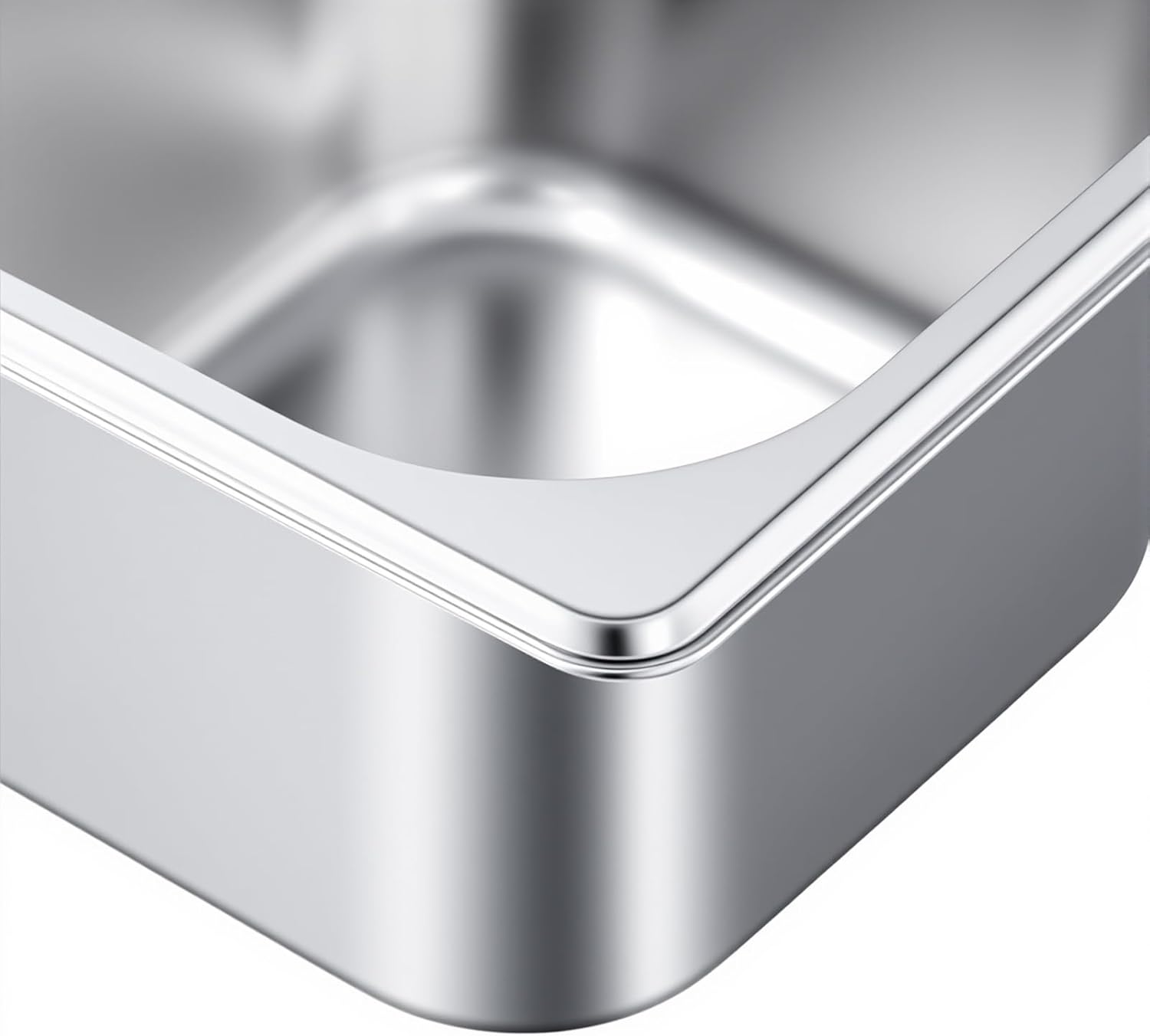 JAPCHET 10 Pack Anti-Jam Hotel Pans, 1/6 Size Stainless Steel Steam Table Pan, 4 Inch Deep, Metal Food Storage Pan for Catering Commercial Kitchen Hotel Restaurant Buffet Supplies - Image 3