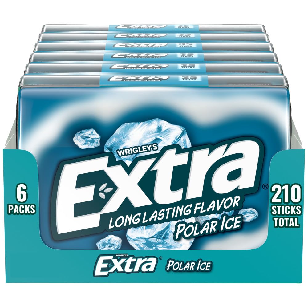 Polar Ice Sugar Free Chewing Gum, Party Favors, Gum Packs Bulk, Breath Fresheners, 15 Ct (6 Pack)