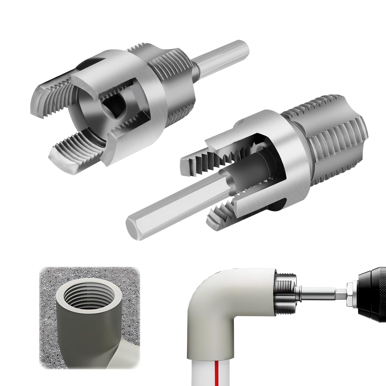 Outil de filetage de tuyau PVC 1/2 et 3/4 pour perceuse PPR